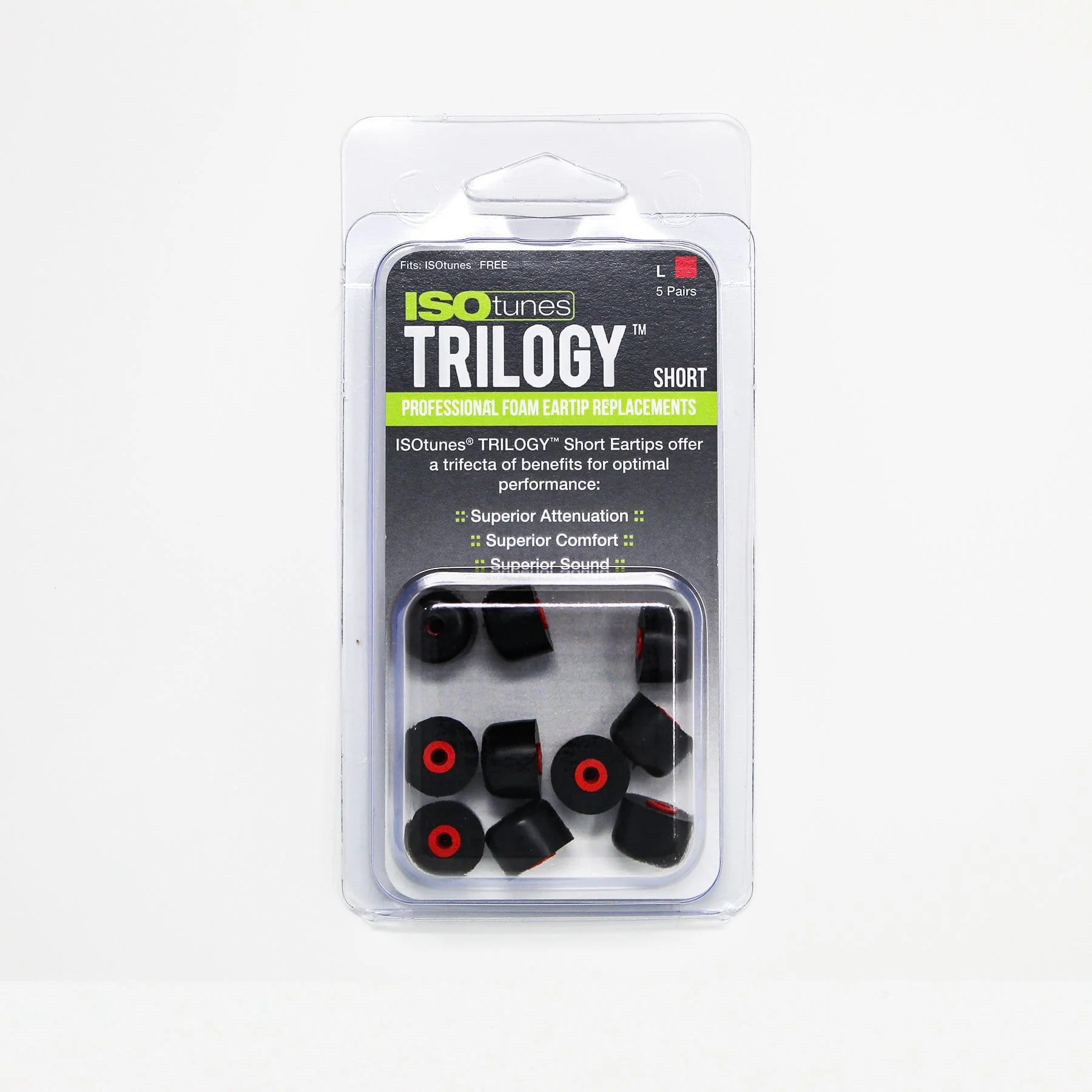 TRILOGY™ Short Foam Replacement Eartips (5 Pair Pack) - Image 5